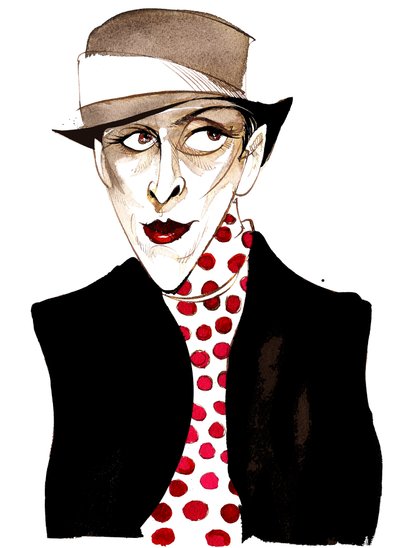Djuna Barnes, invloedrijke modernistische Amerikaanse schrijver en kunstenaar; karikatuur door Neale Osborne